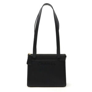 CHANEL Shoulder Bag Tote logo black leather